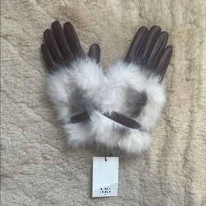 Max Simple Leather Fur-Trimmed Gloves